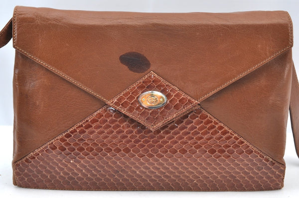 Authentic GUCCI Shoulder Cross Bag Leather Brown K8906