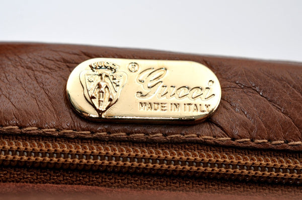 Authentic GUCCI Shoulder Cross Bag Leather Brown K8906