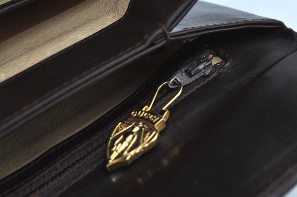 Authentic GUCCI Hand Bag Leather Brown K8909