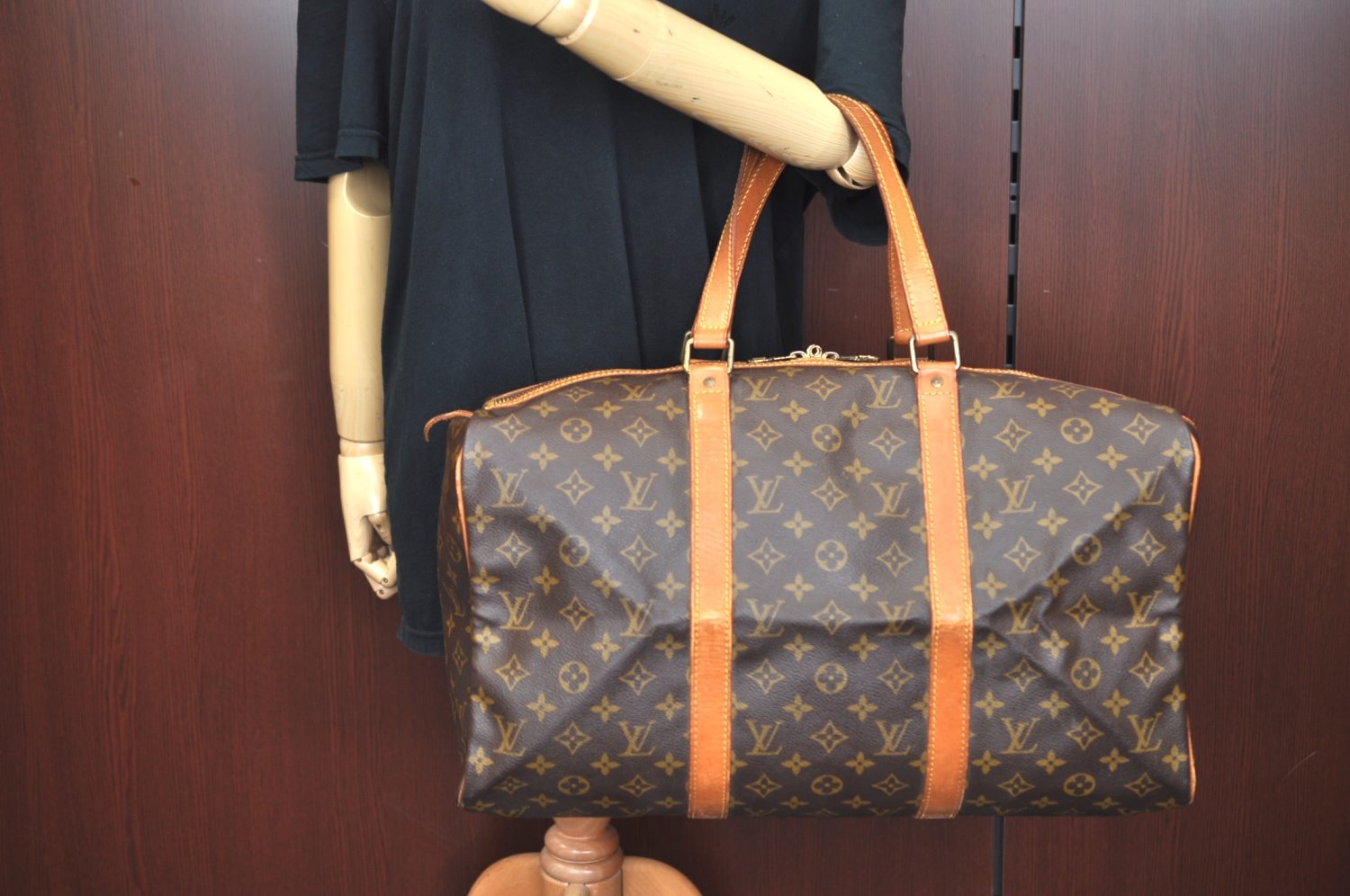 Authentic Louis Vuitton Monogram Sac Chaussures 45 Boston Hand Bag LV Junk K8910