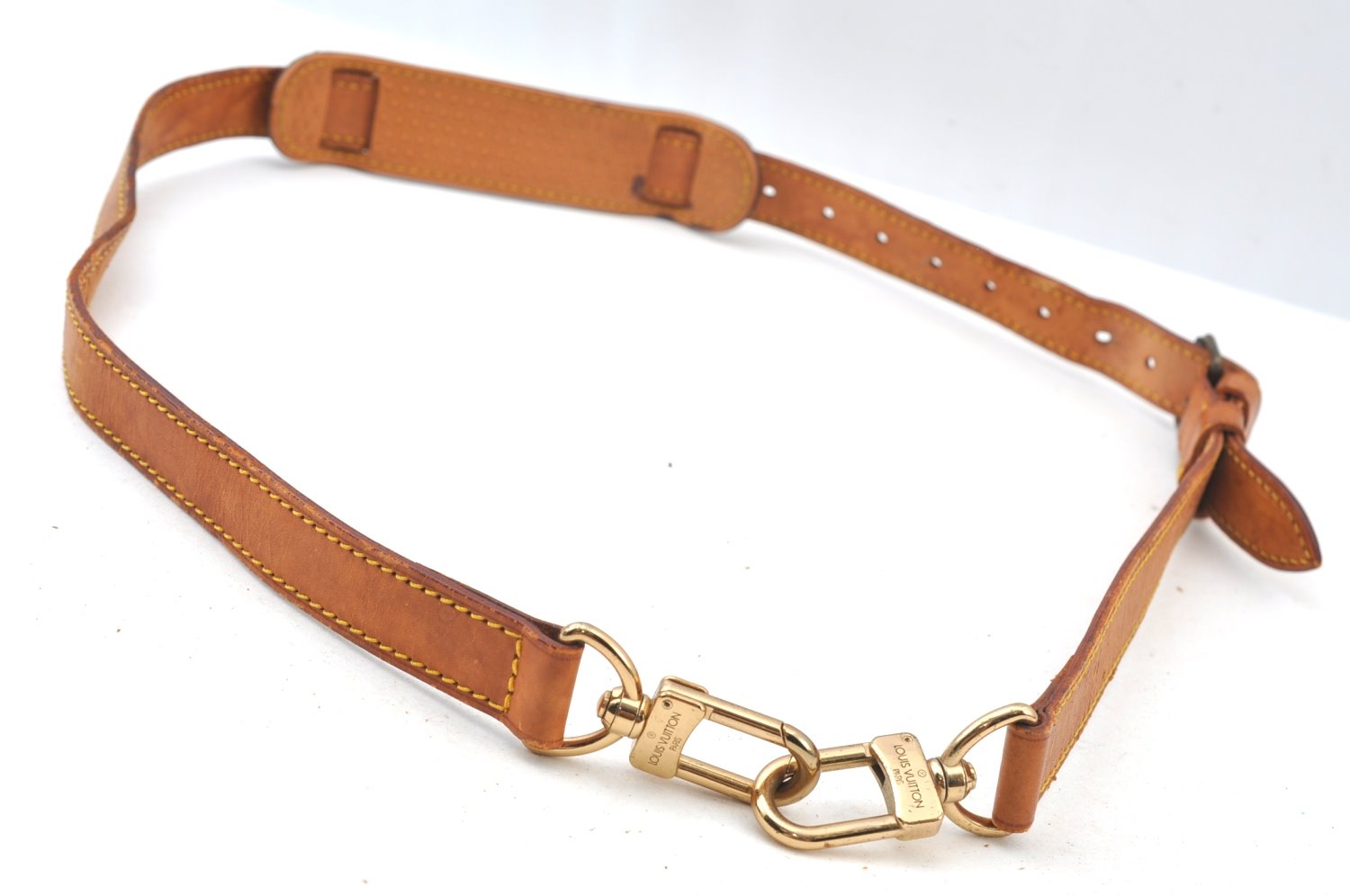 Authentic Louis Vuitton Leather Shoulder Strap Beige 35.4-42.5