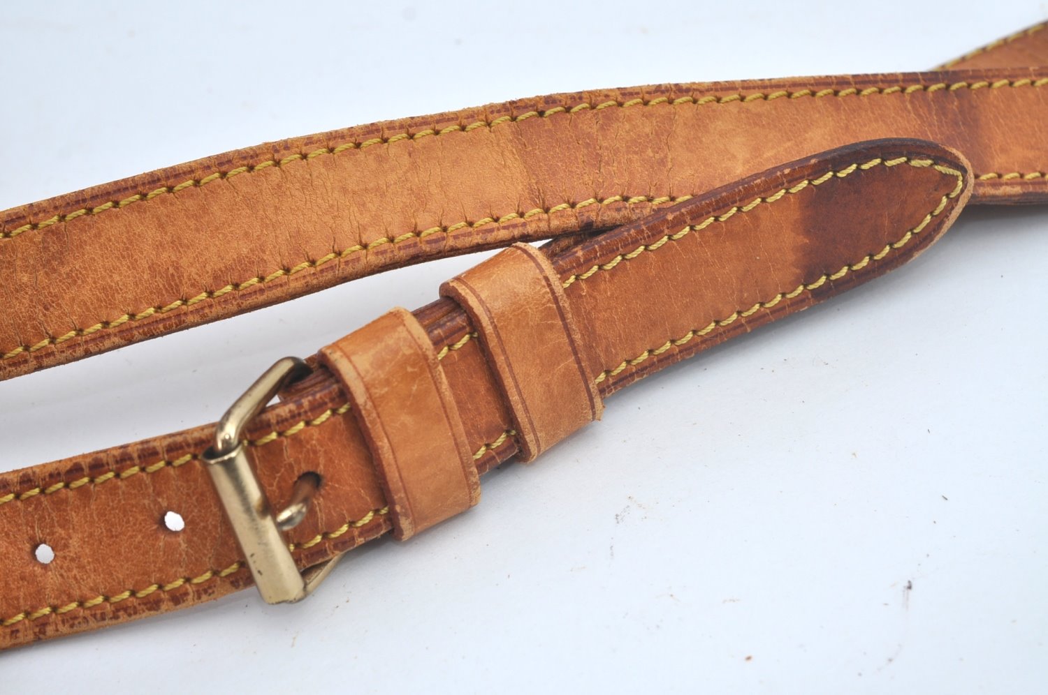 Authentic Louis Vuitton Leather Shoulder Strap Beige 40.2-47.2