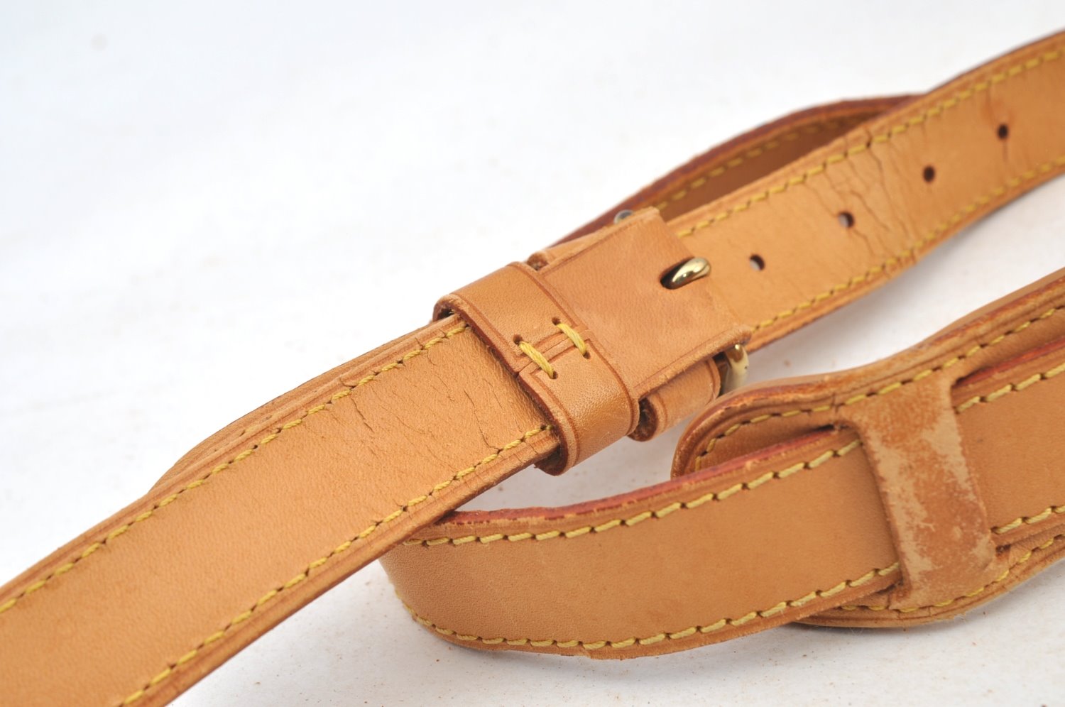 Authentic Louis Vuitton Leather Shoulder Strap Beige 39.8-46.9