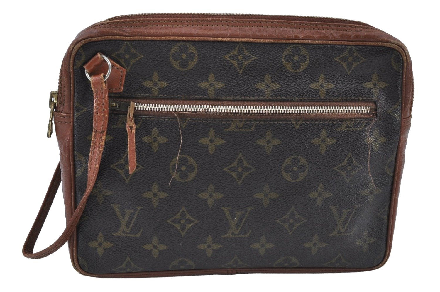 Authentic Louis Vuitton Monogram Sac Sport Travel Hand Bag Old Model LV K8981