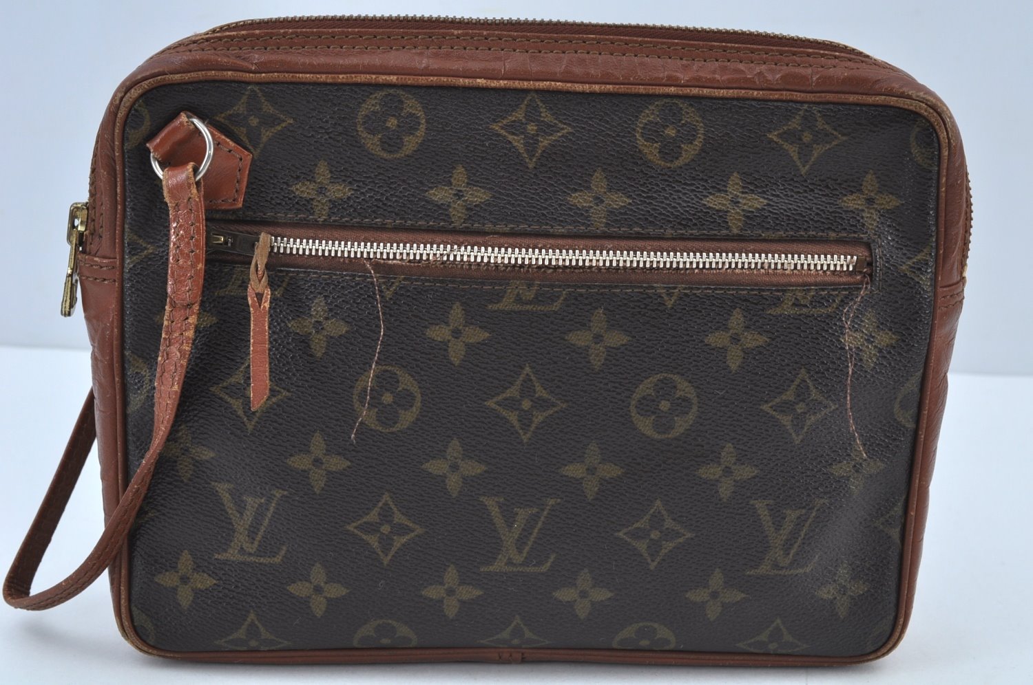 Authentic Louis Vuitton Monogram Sac Sport Travel Hand Bag Old Model LV K8981