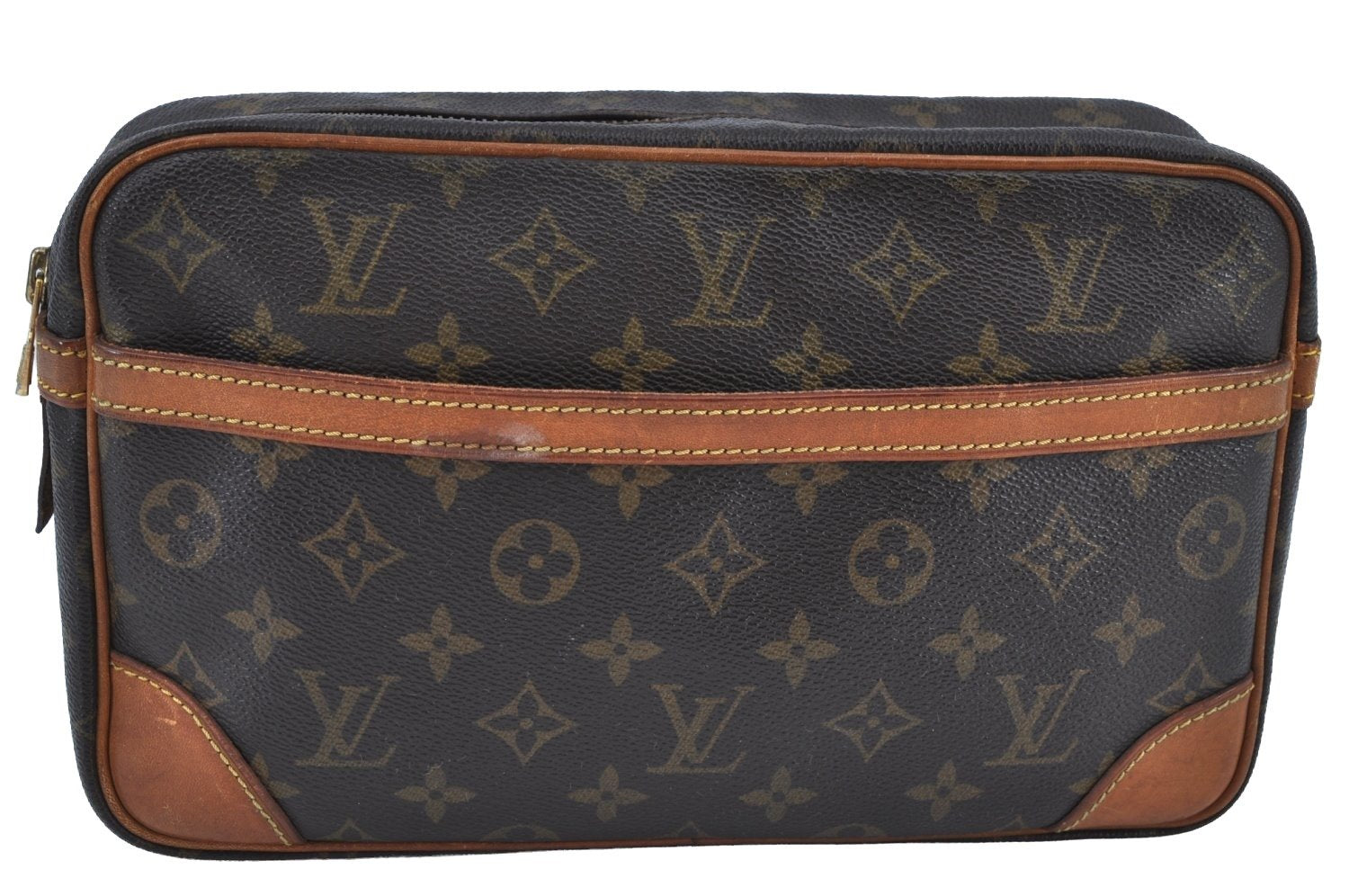 Authentic Louis Vuitton Monogram Compiegne 28 Clutch Hand Bag M51845 LV K8984