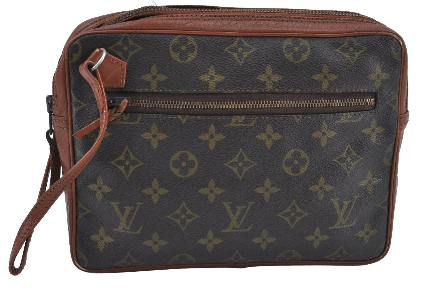 Authentic Louis Vuitton Monogram Pochette Sport Clutch Bag Old Model Junk K8985