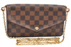 Authentic Louis Vuitton Damier Pochette Felicie N63032 Shoulder Cross Bag K9022