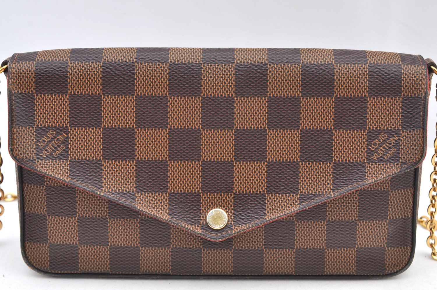 Authentic Louis Vuitton Damier Pochette Felicie N63032 Shoulder Cross Bag K9022