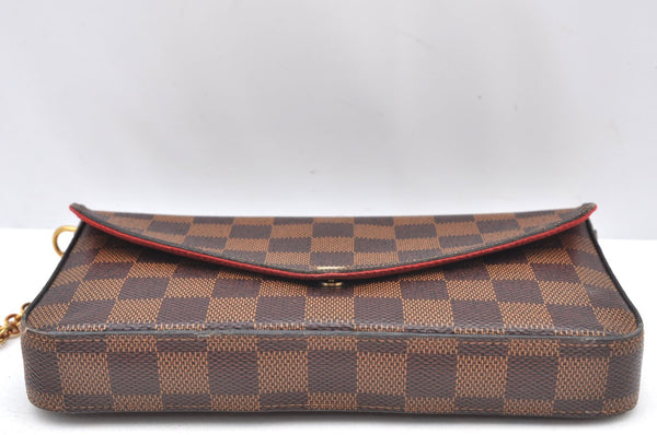Authentic Louis Vuitton Damier Pochette Felicie N63032 Shoulder Cross Bag K9022