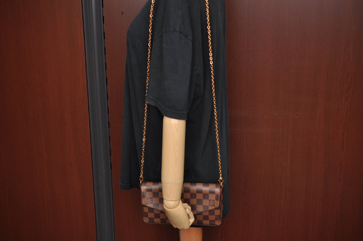 Authentic Louis Vuitton Damier Pochette Felicie N63032 Shoulder Cross Bag K9022