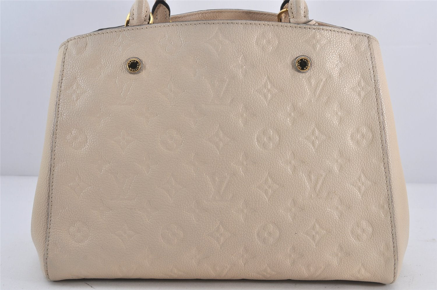 Auth Louis Vuitton Monogram Empreinte Montaigne MM 2Way Hand Bag White LV K9026