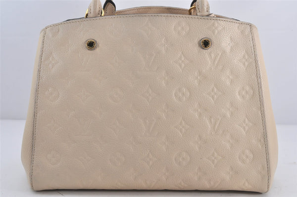 Auth Louis Vuitton Monogram Empreinte Montaigne MM 2Way Hand Bag White LV K9026