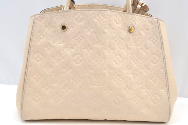 Auth Louis Vuitton Monogram Empreinte Montaigne MM 2Way Hand Bag White LV K9026