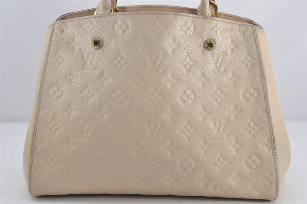 Auth Louis Vuitton Monogram Empreinte Montaigne MM 2Way Hand Bag White LV K9026