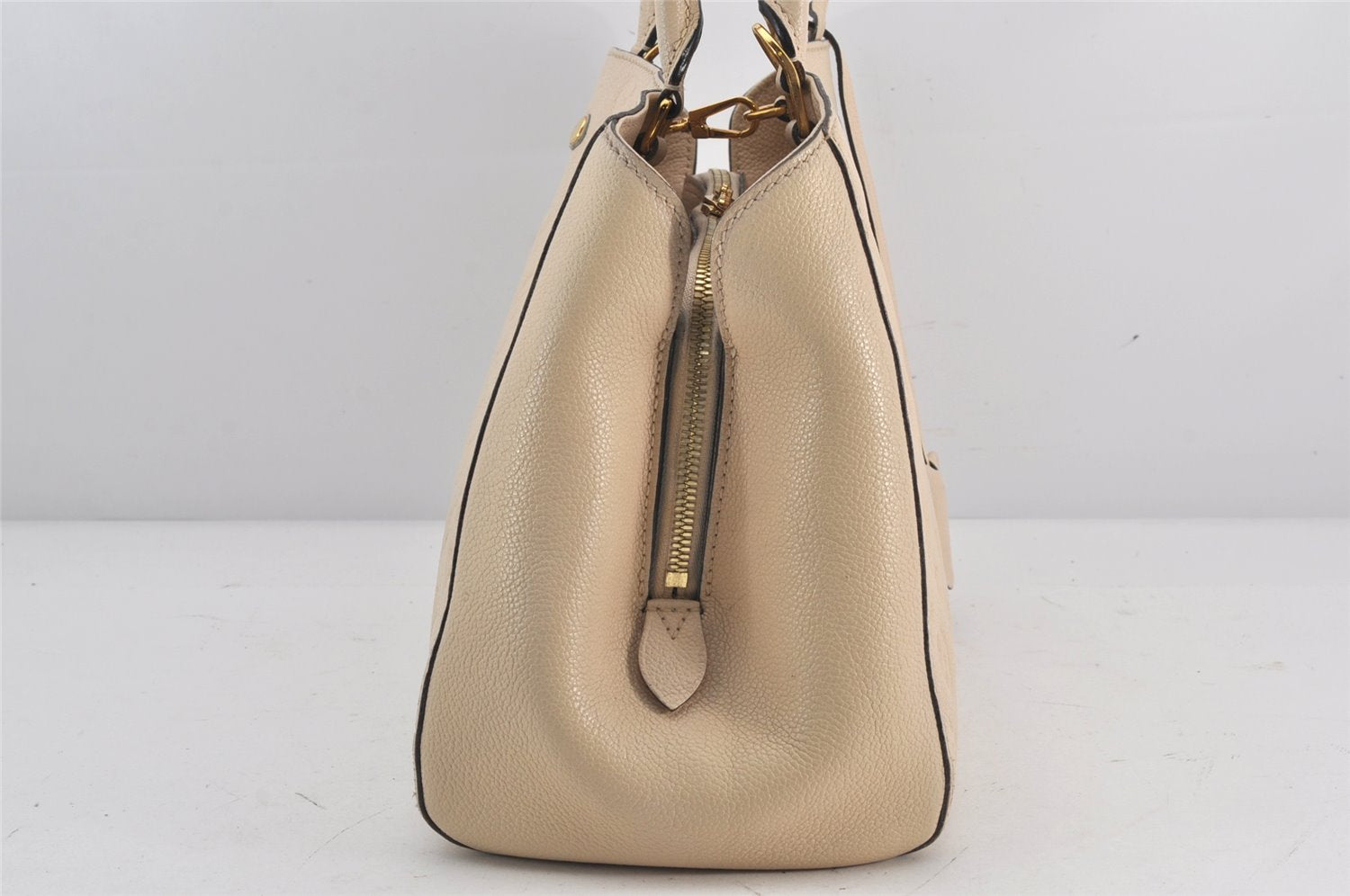 Auth Louis Vuitton Monogram Empreinte Montaigne MM 2Way Hand Bag White LV K9026