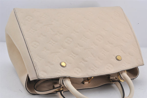 Auth Louis Vuitton Monogram Empreinte Montaigne MM 2Way Hand Bag White LV K9026