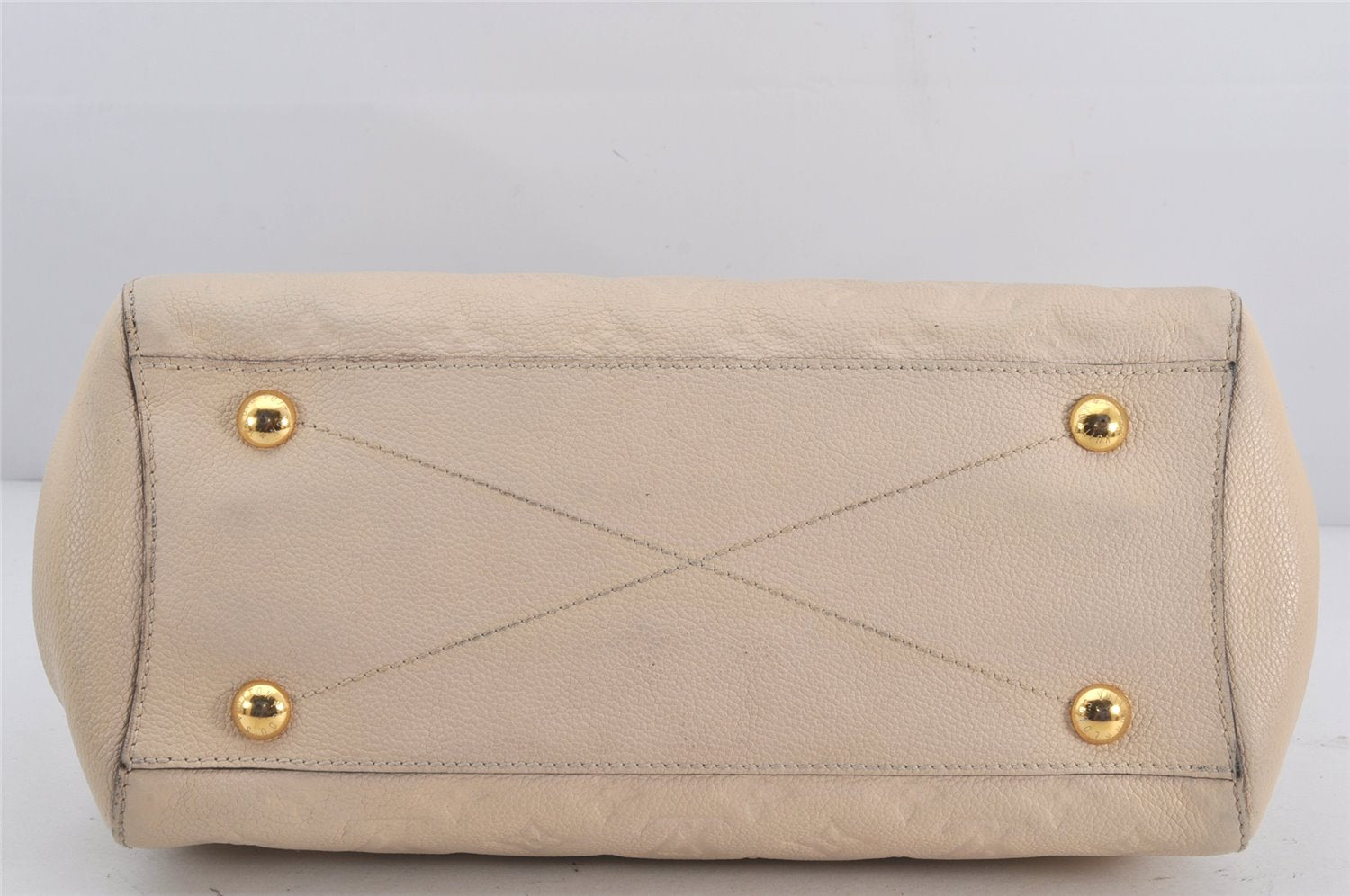 Auth Louis Vuitton Monogram Empreinte Montaigne MM 2Way Hand Bag White LV K9026