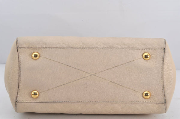 Auth Louis Vuitton Monogram Empreinte Montaigne MM 2Way Hand Bag White LV K9026
