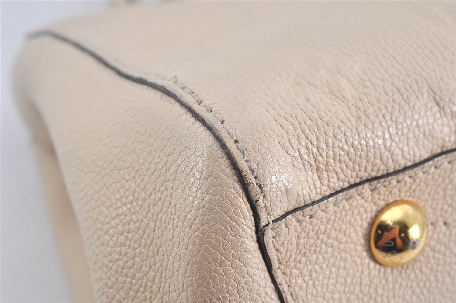 Auth Louis Vuitton Monogram Empreinte Montaigne MM 2Way Hand Bag White LV K9026