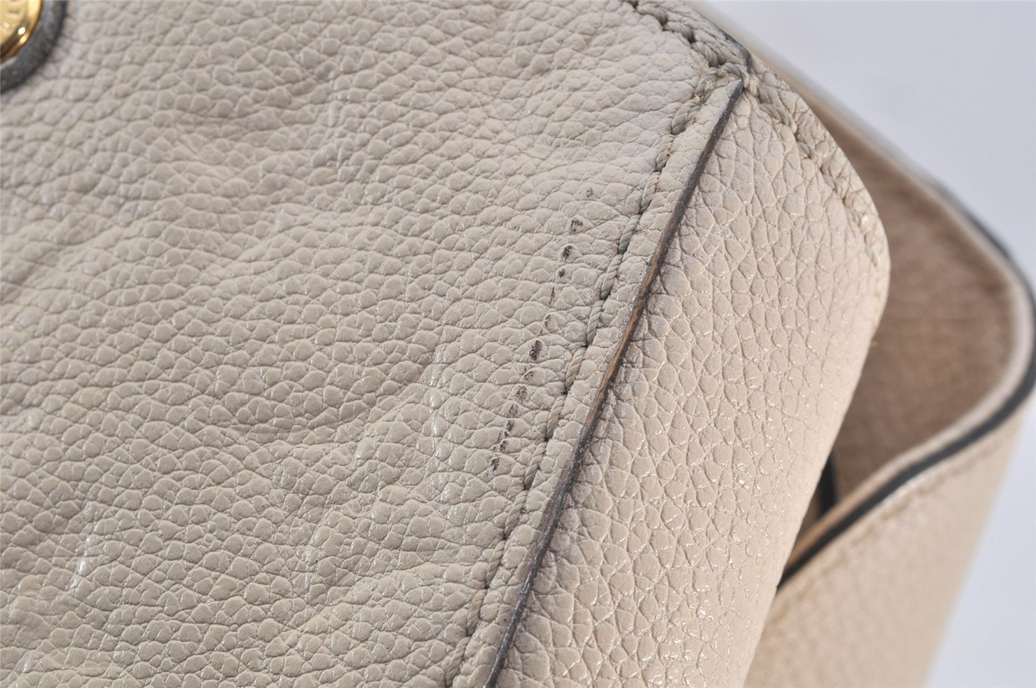 Auth Louis Vuitton Monogram Empreinte Montaigne MM 2Way Hand Bag White LV K9026