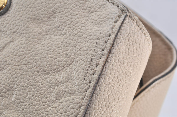 Auth Louis Vuitton Monogram Empreinte Montaigne MM 2Way Hand Bag White LV K9026