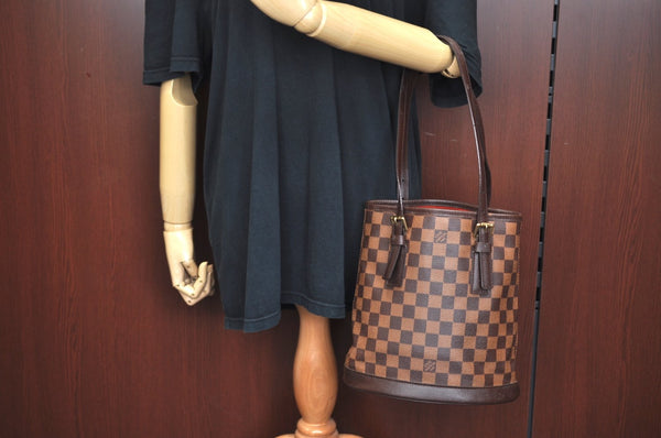 Authentic Louis Vuitton Damier Marais Bucket Shoulder Tote Bag N42240 LV K9044