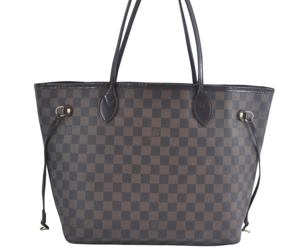 Authentic Louis Vuitton Damier Neverfull MM Shoulder Tote Bag N51105 LV K9049