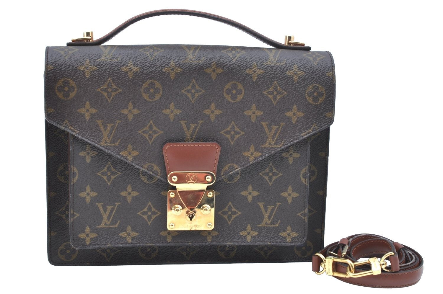 Authentic Louis Vuitton Monogram Monceau 2Way Shoulder Hand Bag M51185 LV K9052