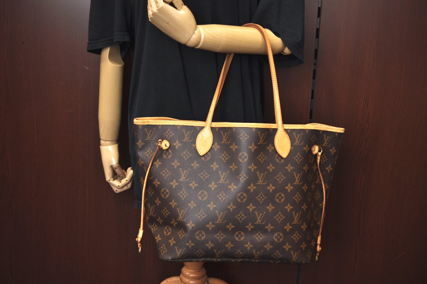 Authentic Louis Vuitton Monogram Neverfull MM Shoulder Tote Bag M40156 LV K9060