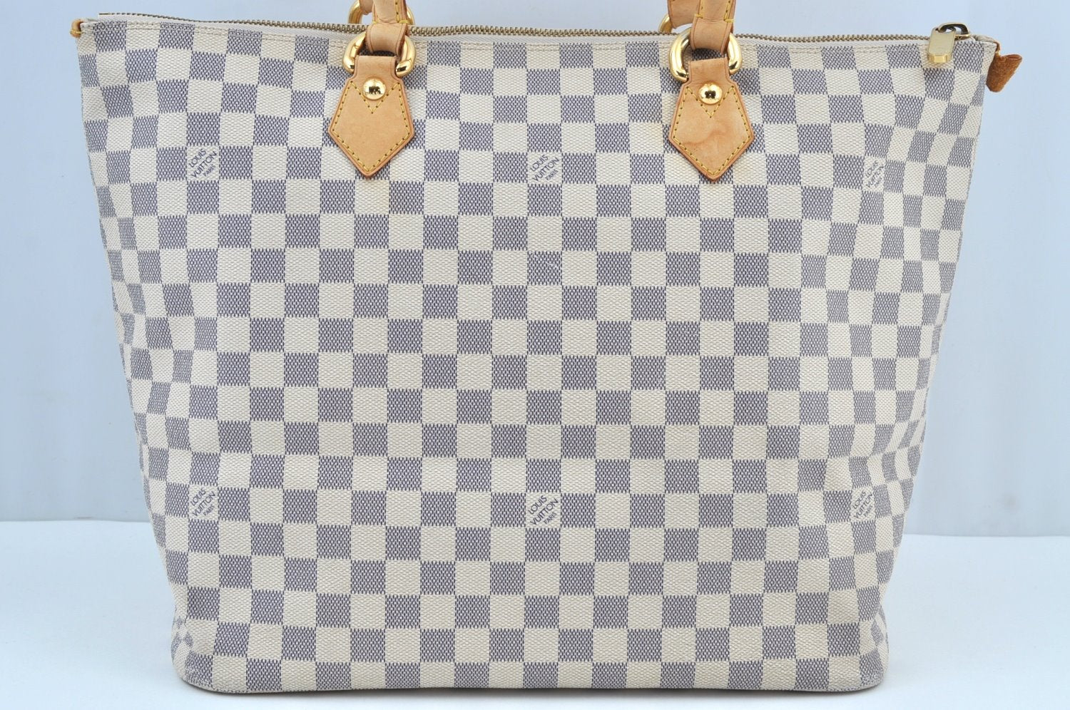 Authentic Louis Vuitton Damier Azur Saleya GM Shoulder Tote Bag N51184 LV K9062