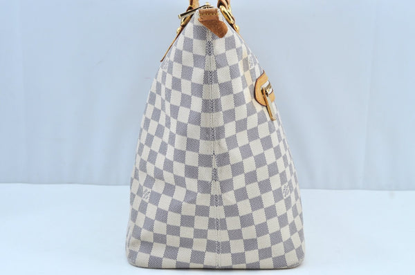 Authentic Louis Vuitton Damier Azur Saleya GM Shoulder Tote Bag N51184 LV K9062