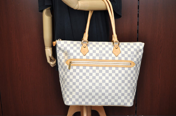 Authentic Louis Vuitton Damier Azur Saleya GM Shoulder Tote Bag N51184 LV K9062