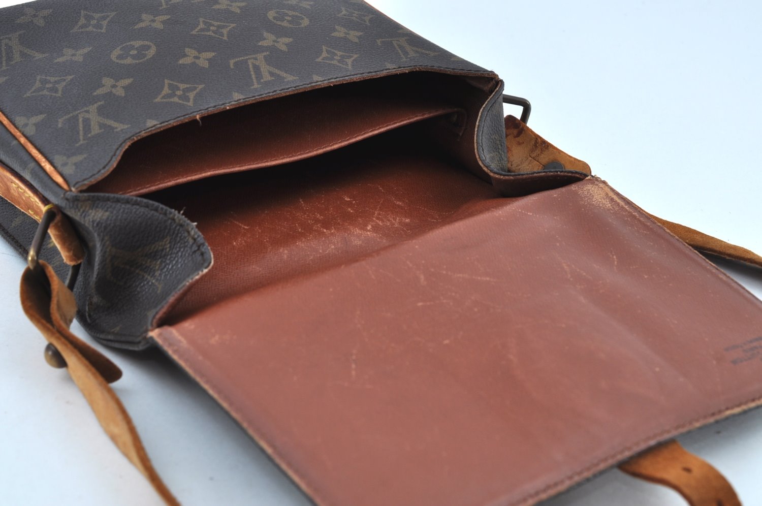 Auth Louis Vuitton Monogram Cartouchiere MM M51253 Shoulder Cross Bag Junk K9065