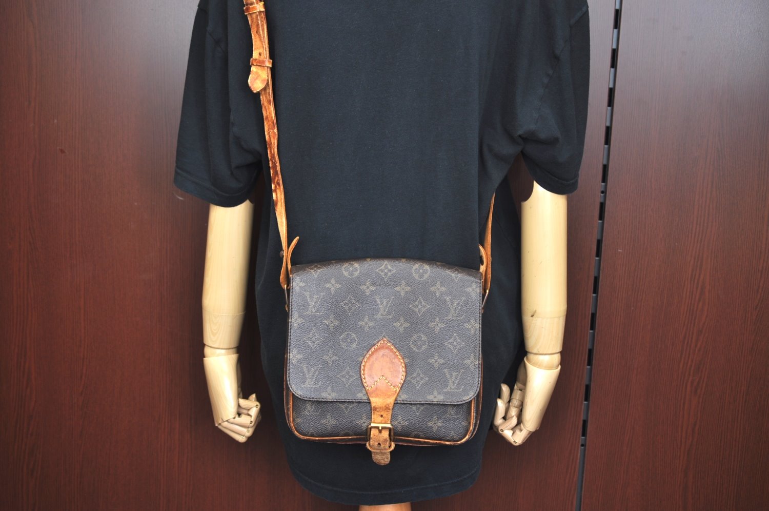 Auth Louis Vuitton Monogram Cartouchiere MM M51253 Shoulder Cross Bag Junk K9065