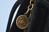 Authentic CHANEL Vintage Suede Medallion CC Logo Shoulder Tote Bag Black K9082