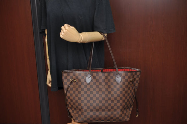 Authentic Louis Vuitton Damier Neverfull MM Shoulder Tote Bag N51105 LV K9089