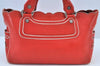 Authentic CELINE Boogie Bag Vintage Hand Bag Purse Leather Red K9091