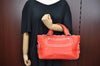 Authentic CELINE Boogie Bag Vintage Hand Bag Purse Leather Red K9091