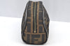 Authentic FENDI Vintage Zucca Pouch Purse Canvas Leather Brown Junk K9092