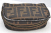 Authentic FENDI Vintage Zucca Pouch Purse Canvas Leather Brown Junk K9092