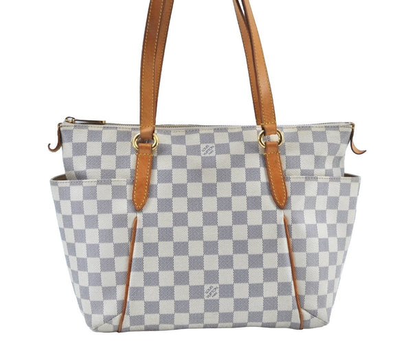 Authentic Louis Vuitton Damier Azur Totally PM Tote Bag White N41280 LV K9099