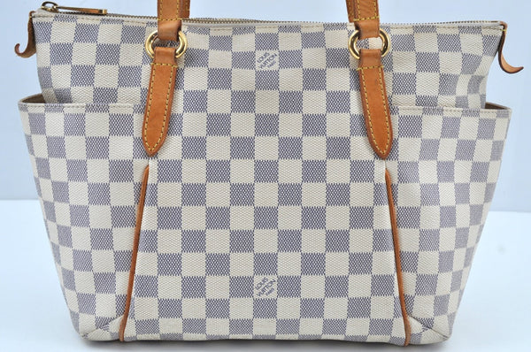 Authentic Louis Vuitton Damier Azur Totally PM Tote Bag White N41280 LV K9099