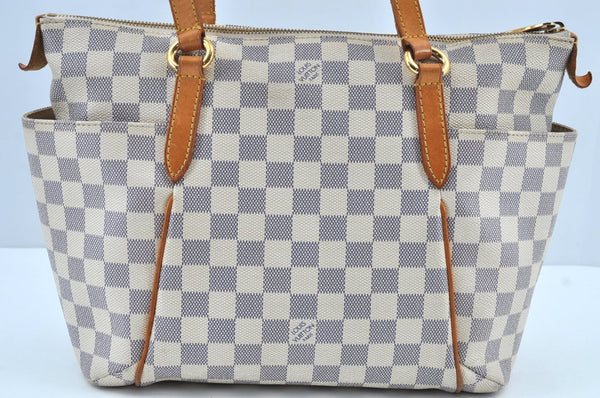 Authentic Louis Vuitton Damier Azur Totally PM Tote Bag White N41280 LV K9099