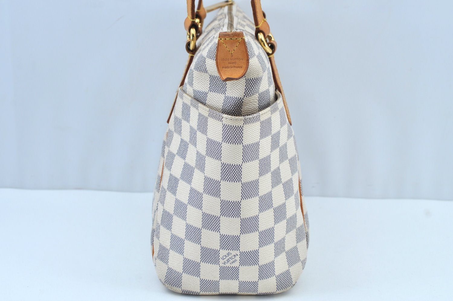 Authentic Louis Vuitton Damier Azur Totally PM Tote Bag White N41280 LV K9099