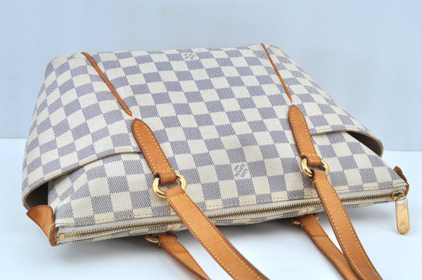 Authentic Louis Vuitton Damier Azur Totally PM Tote Bag White N41280 LV K9099