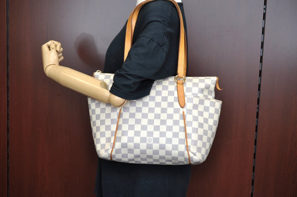 Authentic Louis Vuitton Damier Azur Totally PM Tote Bag White N41280 LV K9099