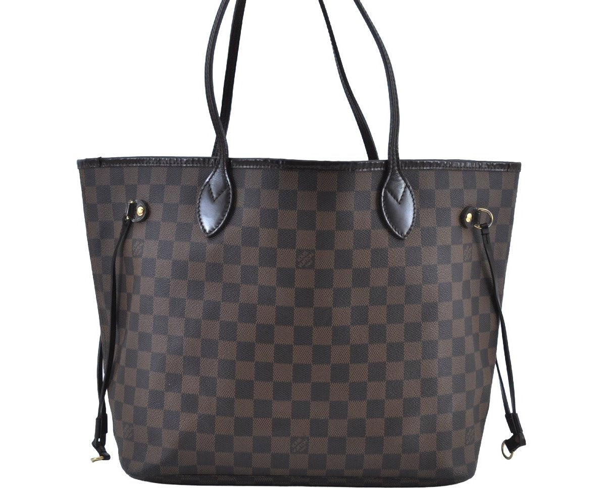 Authentic Louis Vuitton Damier Neverfull MM Shoulder Tote Bag N51105 LV K9114