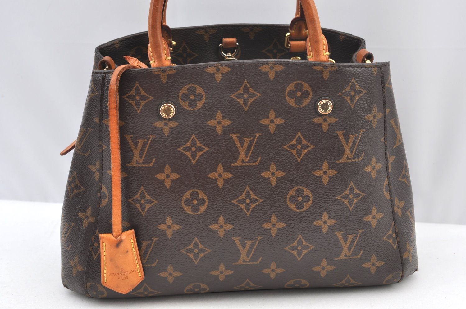 Authentic Louis Vuitton Monogram Montaigne GM 2Way Hand Bag M41055 LV K9115