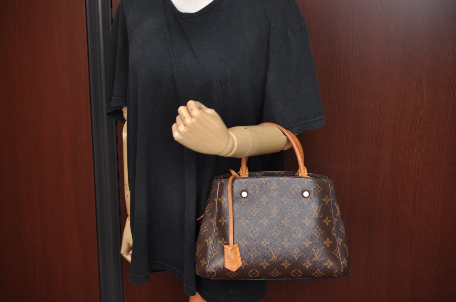 Authentic Louis Vuitton Monogram Montaigne GM 2Way Hand Bag M41055 LV K9115